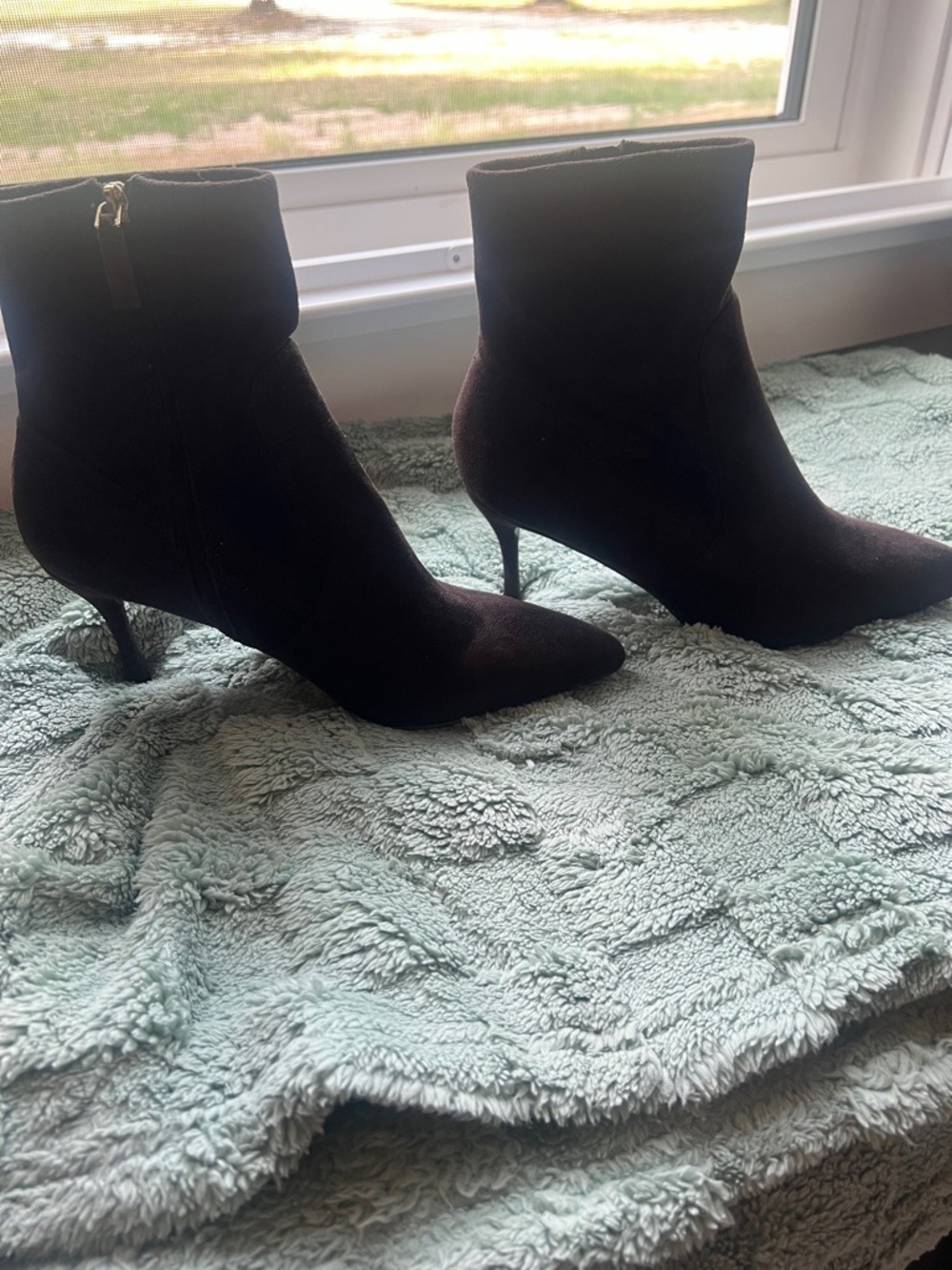 Nine West Brown Pointed Toe Suede Ankle Boots